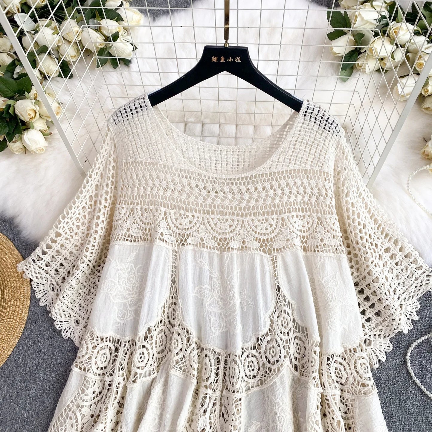 White Ivory Knitted Female Spring Summer Crochet Knitting Top Vest