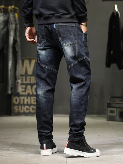 Men's Distressed Slim Fit Wash Jeans - -