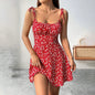 Women's Floral A-Line Mini Dress — Open Back, 10 Colors, XS–XXL - Red - Women's Clothing