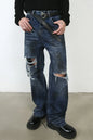 Men's Distressed Jeans with Pockets - Dark -