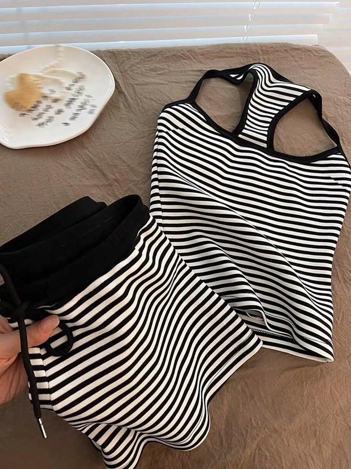 Striped Tank Top and Shorts Set- Shopimist- {{Product type}}