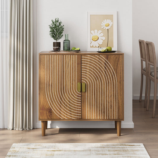 Buffet Cabinet With Line Groove Design Sideboard Buffet Cabinet With Storage - - Sideboards