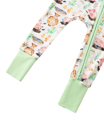 PoshTOT Little Yellow Sheep Bamboo Baby Convertible Zippy Romper - - Zippy Romper