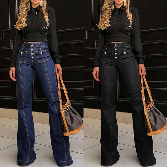 Women's Patchwork Jeans Slim Fit Slimming Stretch Flared Pants See size chart under “more details” - - Bottoms