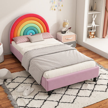 Rainbow Design Upholstered Twin Platform Bed - - bed frame