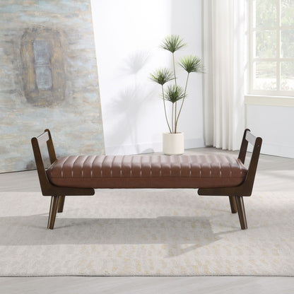 Mid-Century Bench With Wood Legs- Unique Piece Furniture- {{Product type}}