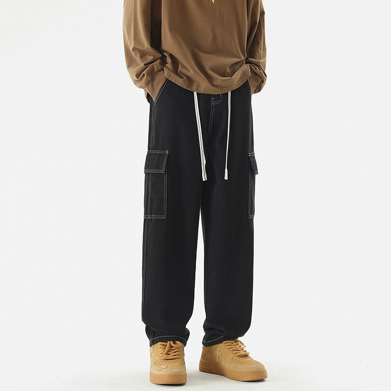 Trendy Japanese Loose Fit Jeans - Black - jeans