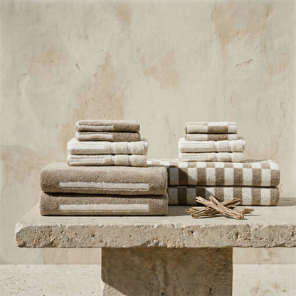 Pietra Australian Cotton Towels - Tan & Ecru Family Set (Set of 12) -