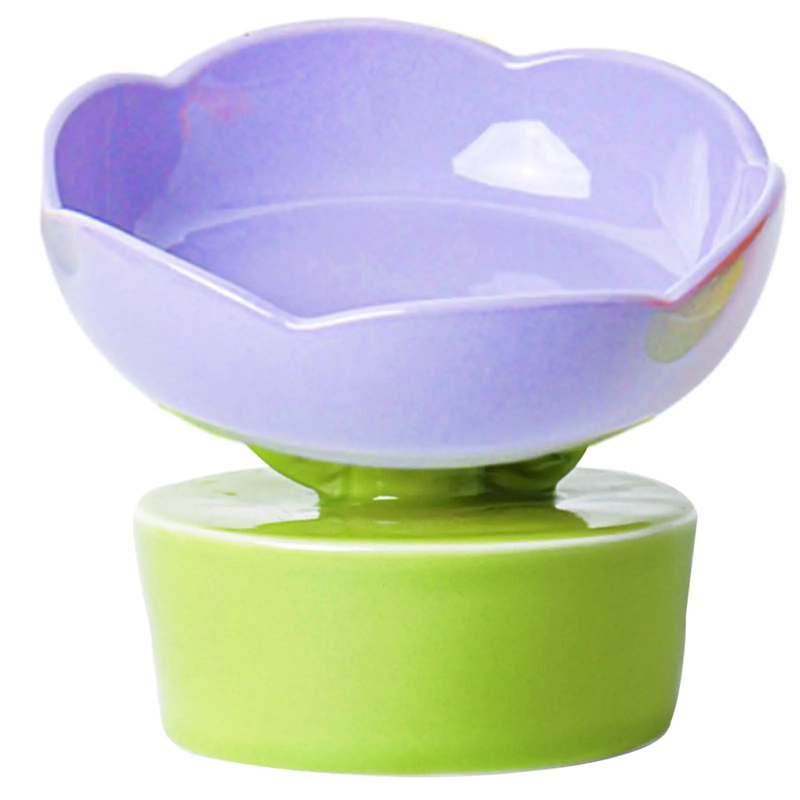 VEEKI Purple Ceramic Elevated Cat Bowl - Purple - pet bowl
