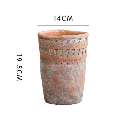 Vintage Red Clay Pot with African Element Design Kia Day Design