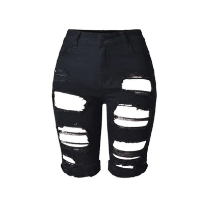 Bermuda Ripped Shorts Black Extra Large