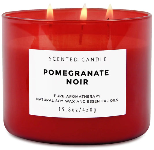 Pomegranate Noir 3-Wick Scented Candle with Strawberry & Vanilla - - candle