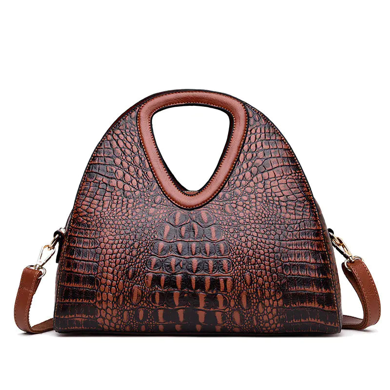 Ladies One Shoulder Embossed Soft Leather Tote Kia Day Design