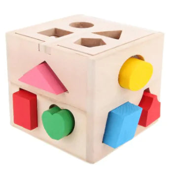 Wooden Shapes Sorting Cube