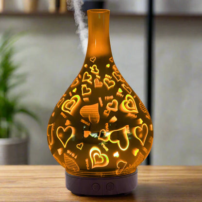 LED Light Humidifier Heart-Dark Wood