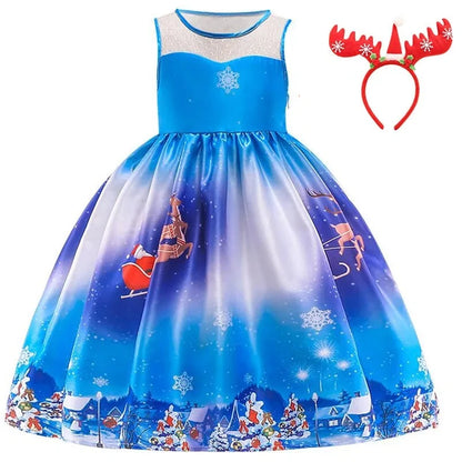 Girls Christmas Dress light blue white 7T