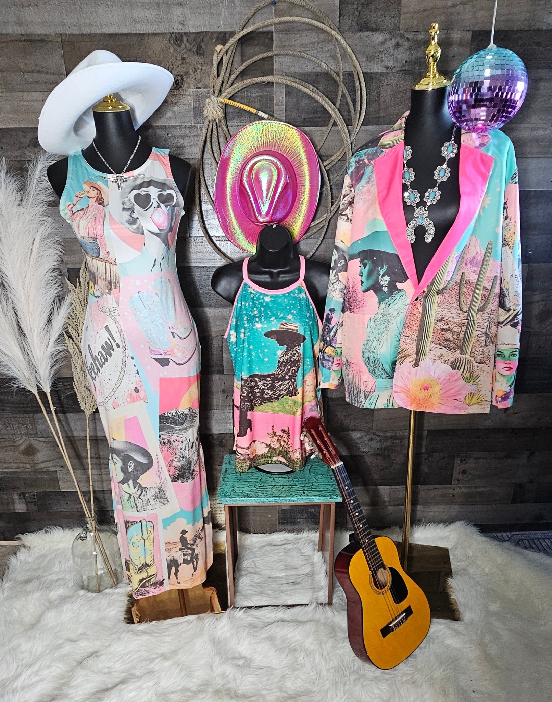 Baha Ranch Retro Pop Western Pop Cowgirl Blazer - - Jackets & Blazers