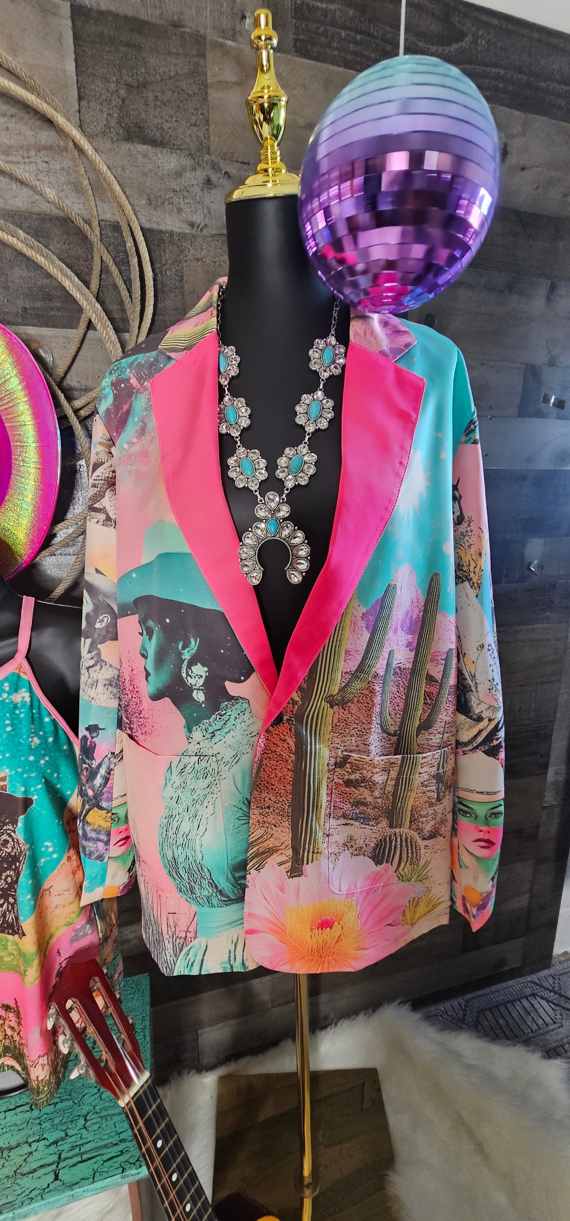 Baha Ranch Retro Pop Western Pop Cowgirl Blazer - - Jackets & Blazers