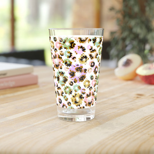 Floral Pint Glass - 16oz Colorful Drinkware - Kia Day Design
