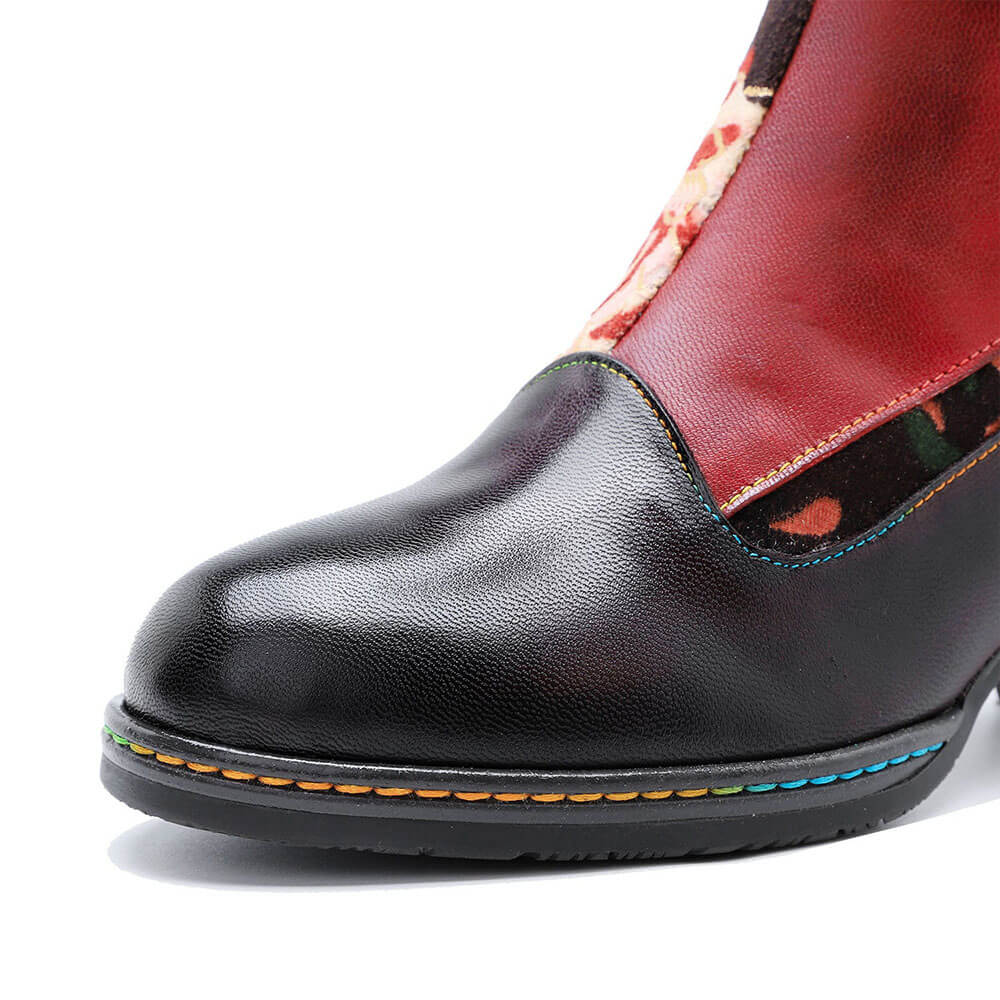 Leather Handmade Embossed Adjustable Boots - - Boots