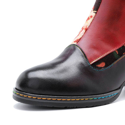 Leather Handmade Embossed Adjustable Boots - - Boots