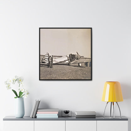 Army Pursuit Plane Ames Airport 1939 Gallery Canvas Wraps Square Frame 30″ x 30″ 1.25" Black