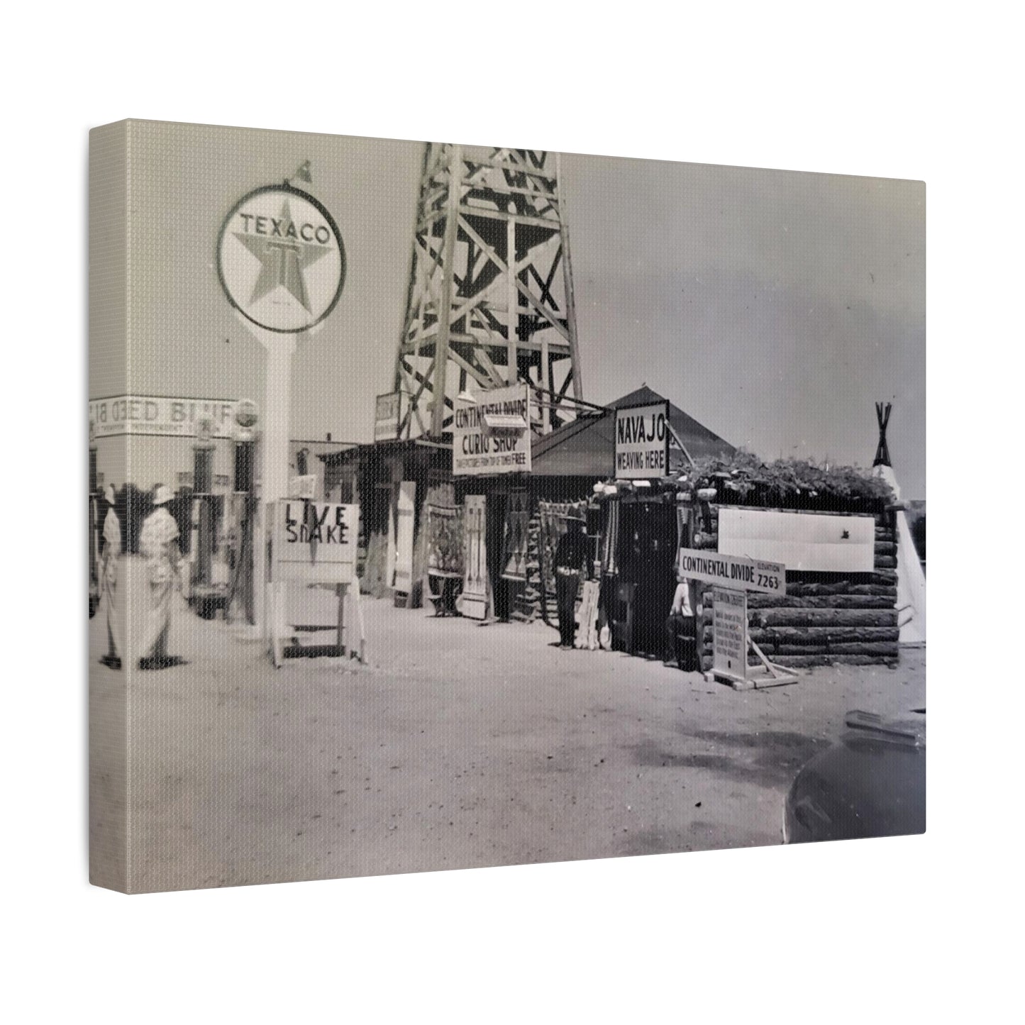 Texaco Station Continental Divide Stretched Canvas