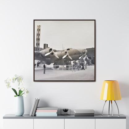 Boeing B-17 Bomber Gallery Canvas Wraps Square Frame 36″ x 36″ 1.25" Walnut