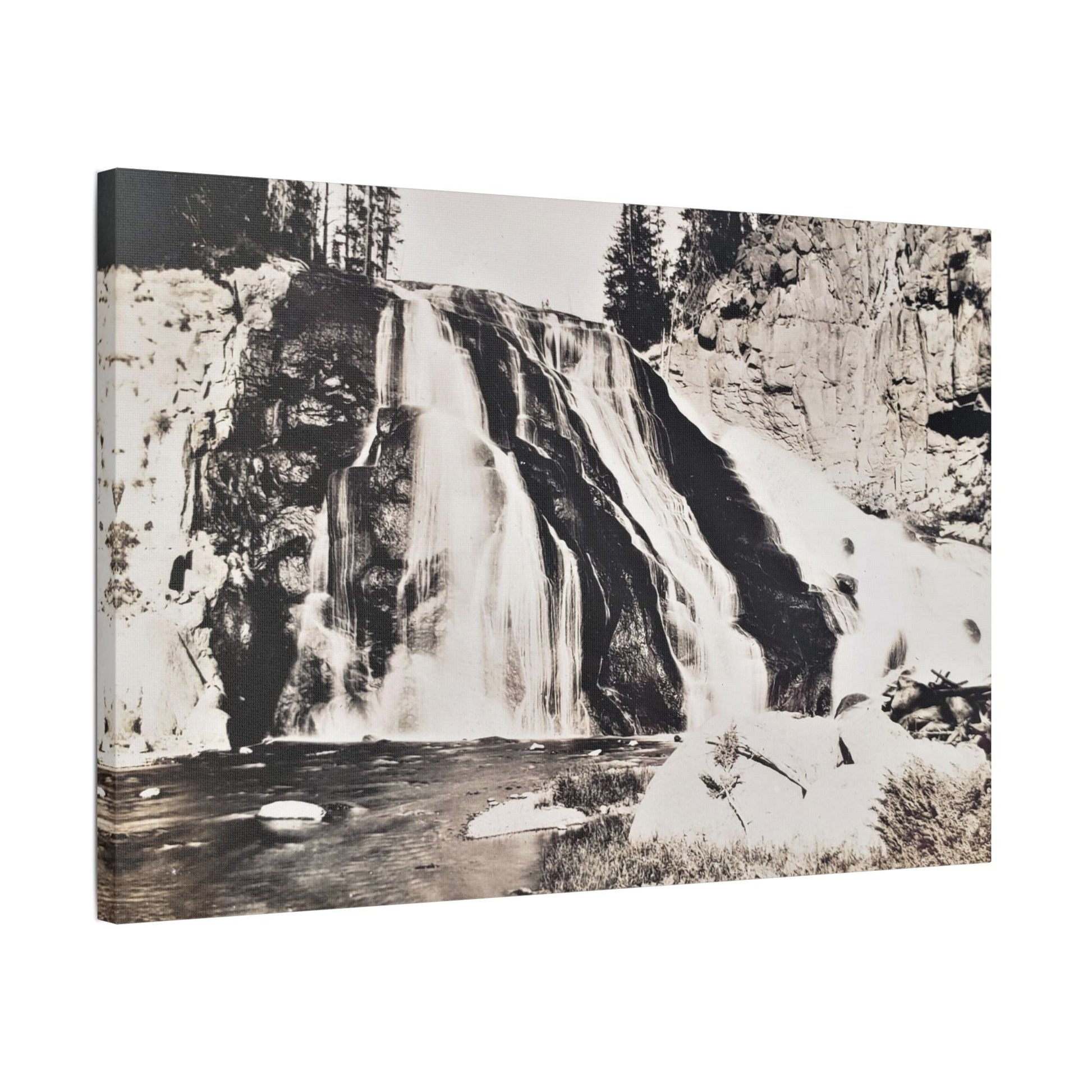 Gibbon Falls Yellowstone Satin Canvas Stretched