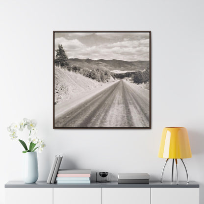 Western Road Gallery Canvas Wraps Square Frame 36″ x 36″ 1.25" Walnut