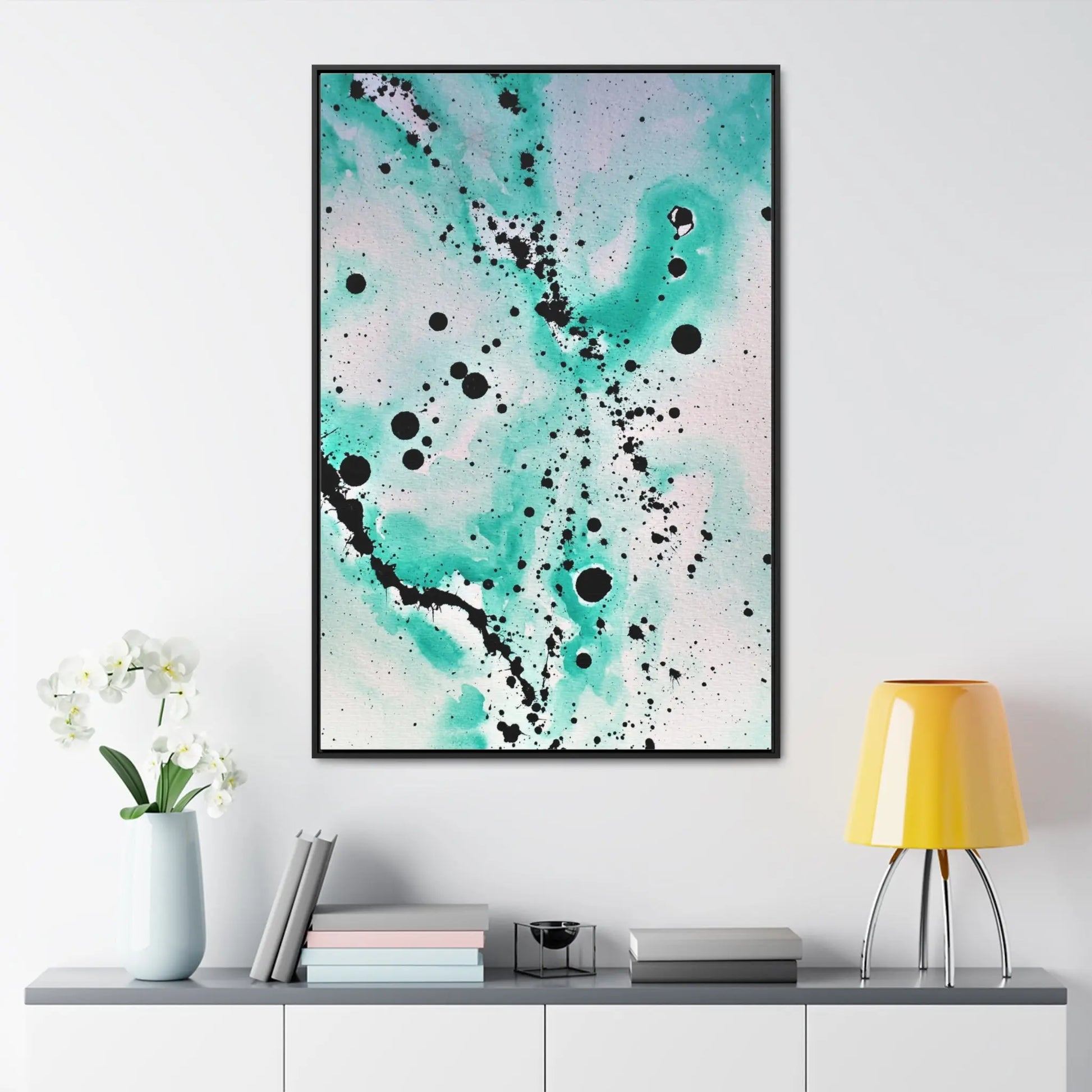 Teal Burst Gallery Canvas Wraps, Vertical Frame