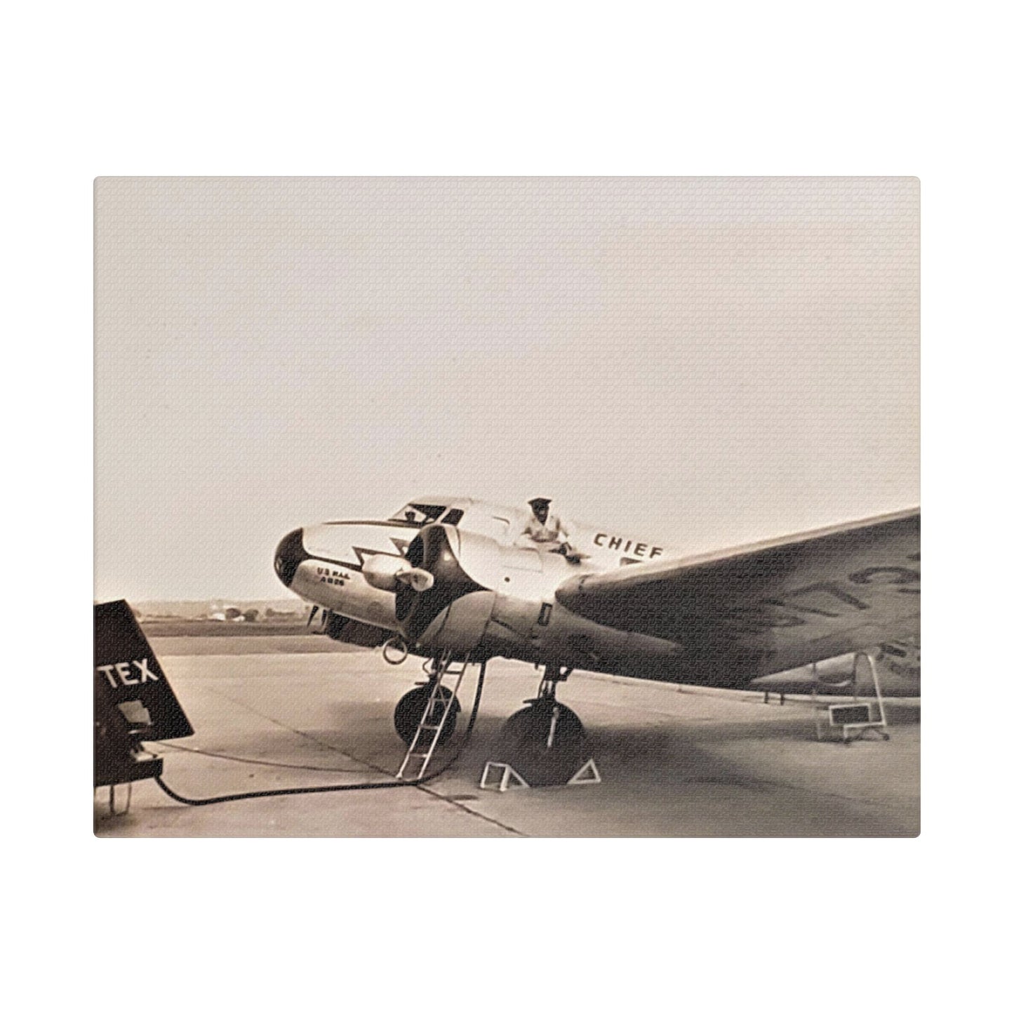 Refueling Mid-Contintent Chief Line Omaha Airport 1939 Satin Canvas, Stretched