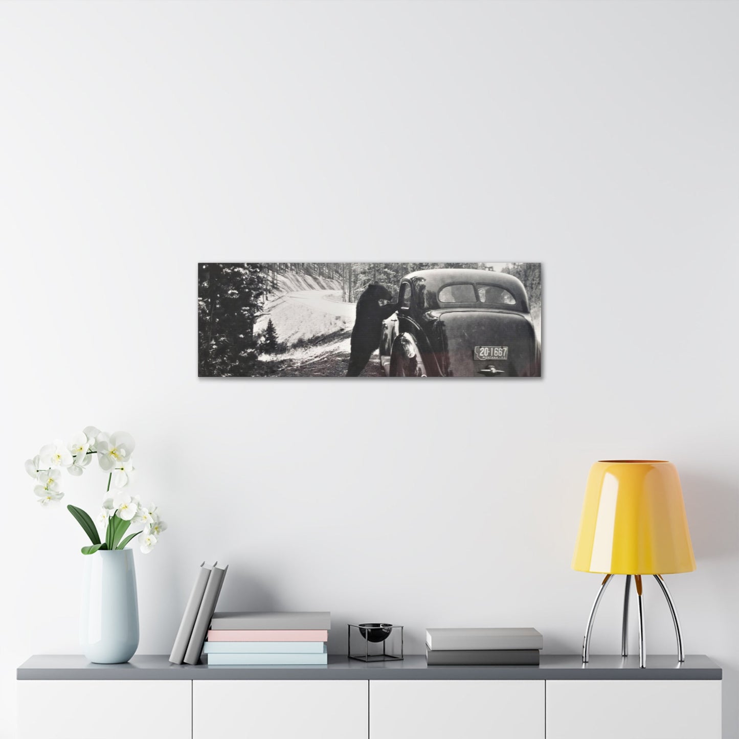Yellowstone Bear Car Canvas Gallery Wraps 36″ x 12″ 1.25"