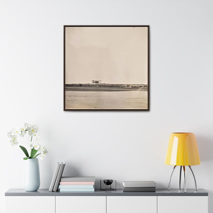 Plane Landing Omaha Airport 1939 Gallery Canvas Wraps, Square Frame