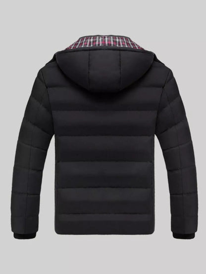 Men's Plus Size Warm Padded Hooded Puffer Jacket - -