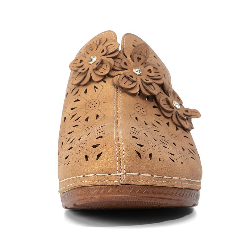 Womens PU Leather Round Head Slip-On Clogs Shoes - - Shoes