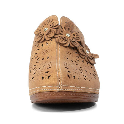 Womens PU Leather Round Head Slip-On Clogs Shoes - - Shoes