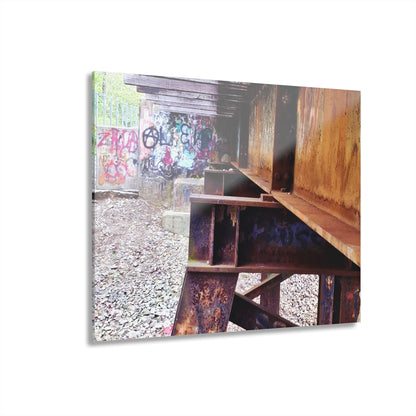 Urban Rust Photography Acrylic Print — Graffiti Underpass Wall Art French Cleat Hanging - 14″ x 11″ (Horizontal) 0.25'' - Home Decor