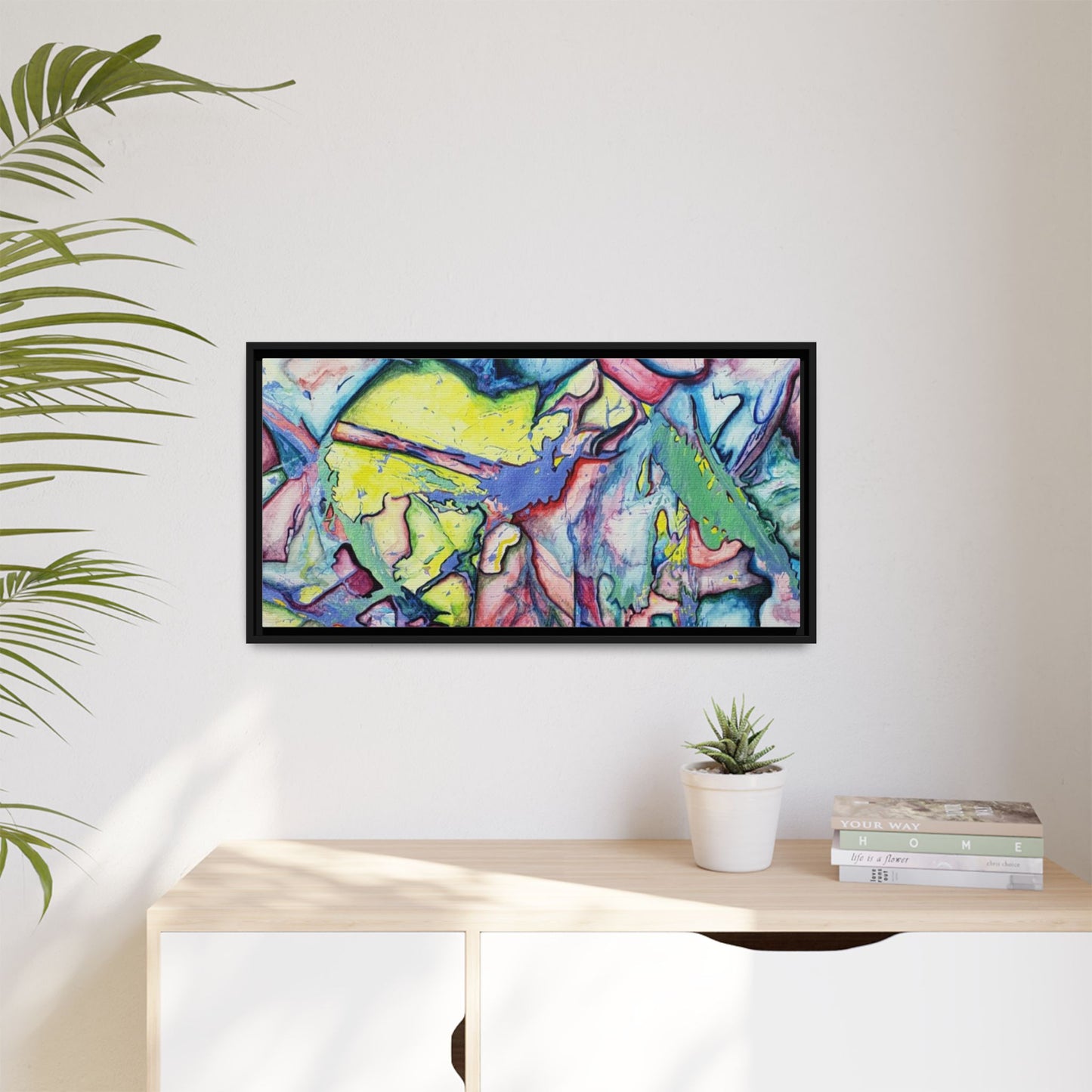 Alien Abstract Colorful Framed Canvas Art - Kia Day Design