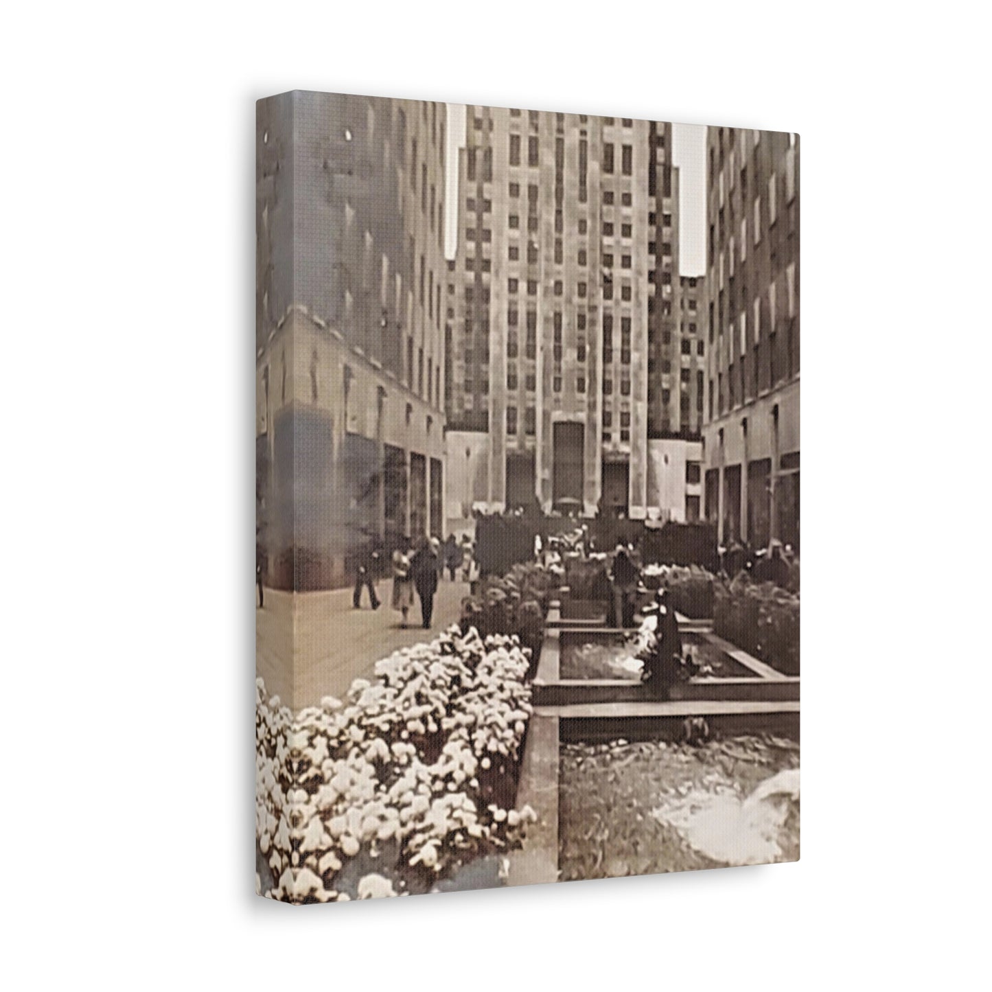 Rockefeller Plaza Stretched Canvas