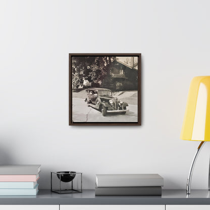 Classic Car Gallery Canvas Wraps, Square Frame 12″ x 12″ 1.25" Walnut