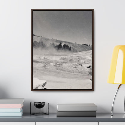 Mammoth Hot Springs Gallery Canvas Wraps Vertical Frame 18″ x 24″ Premium Gallery Wraps (1.25″) Walnut