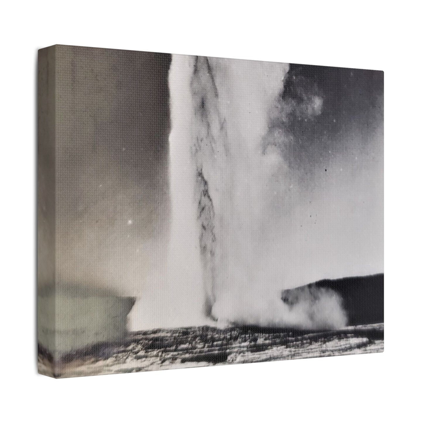 Old Faithful Geyser Yellowstone Satin Canvas Stretched