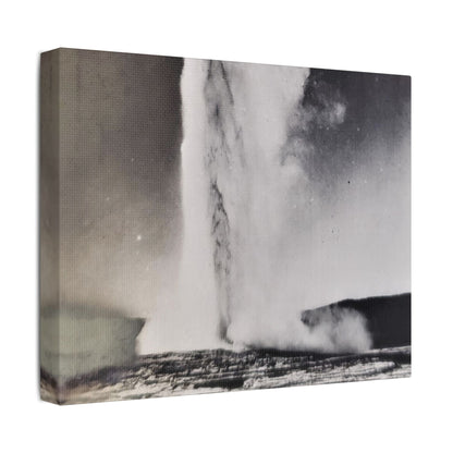 Old Faithful Geyser Yellowstone Satin Canvas Stretched