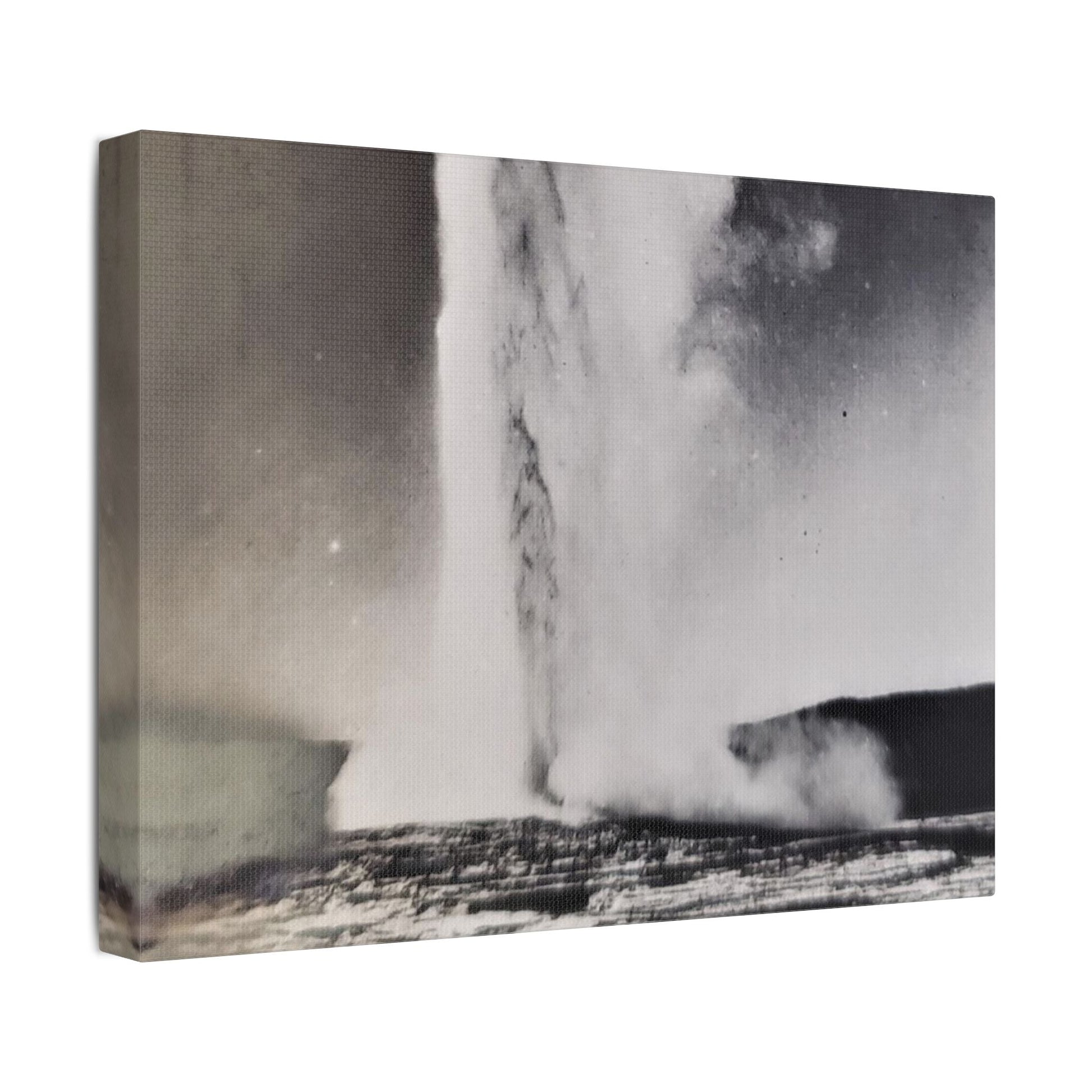 Old Faithful Geyser Yellowstone Satin Canvas Stretched