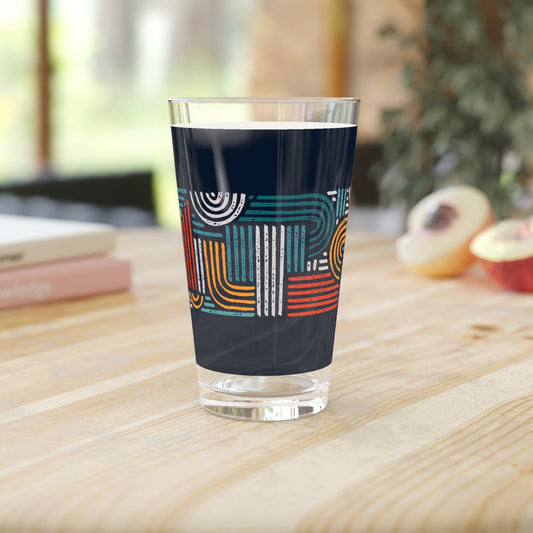 Colorful Retro Geometric Pint Glass - 16oz - Kia Day Design