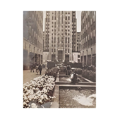 Rockefeller Plaza Satin Canvas Stretched 12″ x 16″ (Vertical) 1.5"