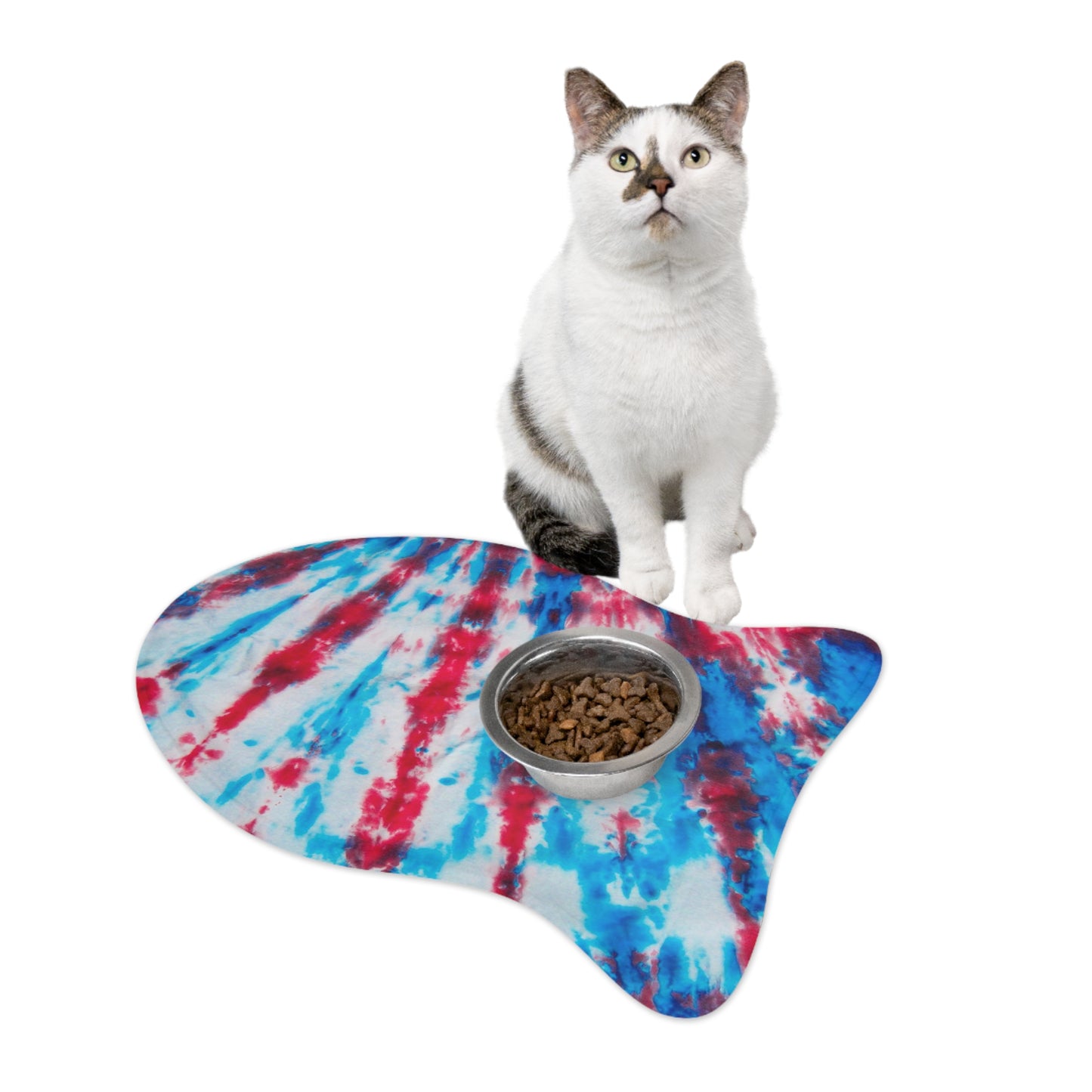 Red White Blue Tie Dye Pet Feeding Mats