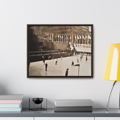Rockefeller Plaza Easter 1945 Gallery Canvas Wraps Horizontal Frame 20″ x 16″ Walnut 1.25"
