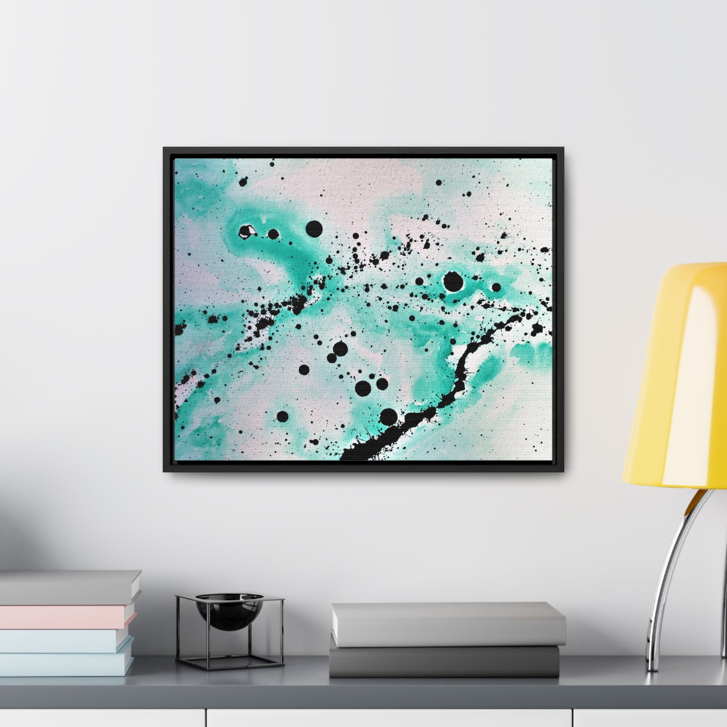 Teal Burst Gallery Canvas Wraps, Horizontal Frame